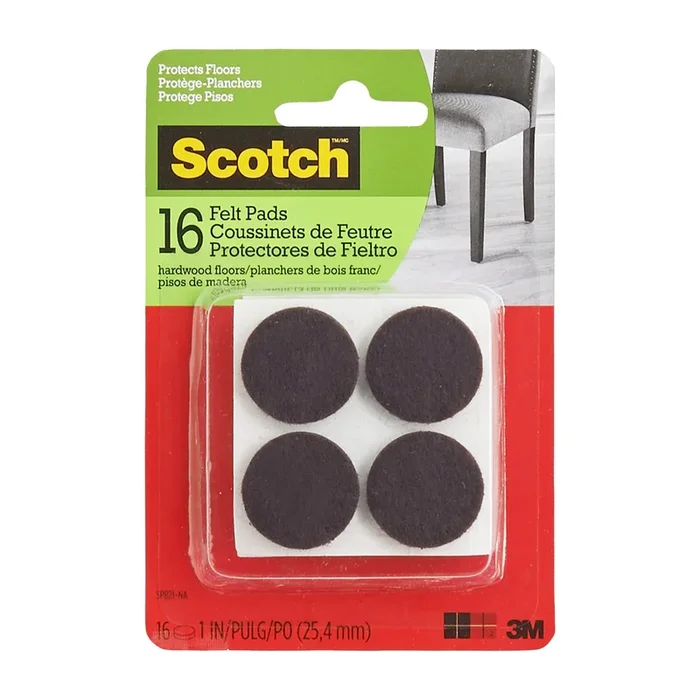 Scotch Round Brown Felt Pads, 16-Pack
