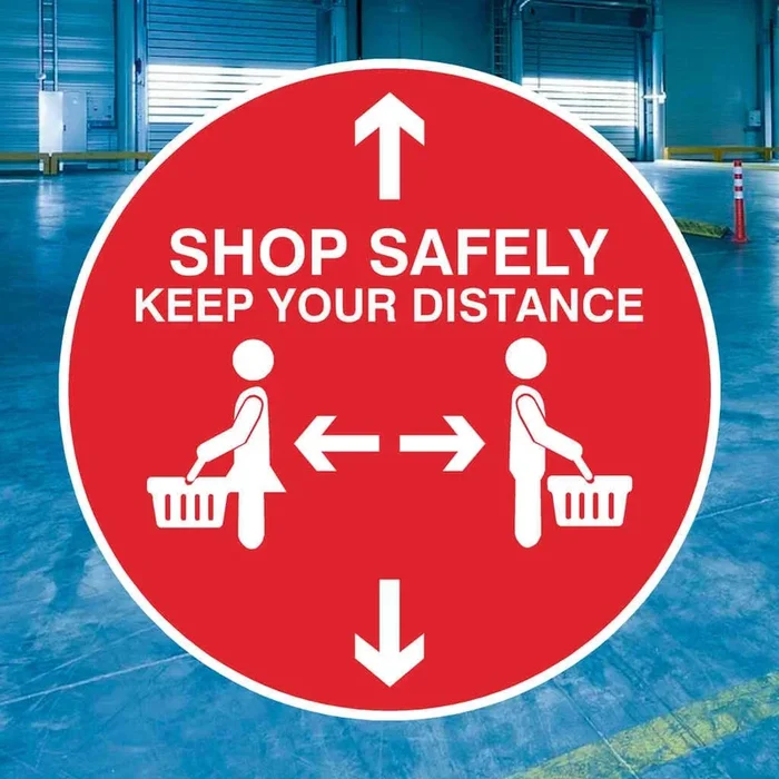 Shop Safely Keep Your Distance Floor Sticker