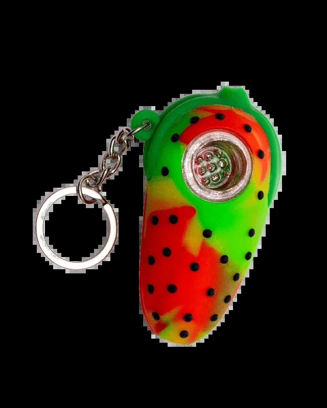 Silicone Strawberry Keychain Hand Pipe