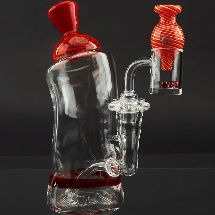 Skoeet Glass Spray Can Heady Dab Rig Clear/Red