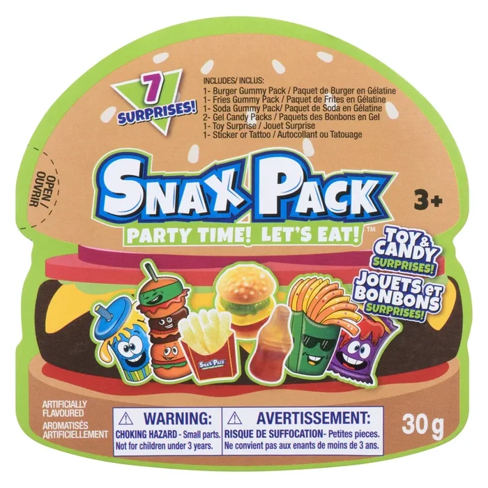 Snax Pack Jouets et Bonbons Surprises, 7 Surprises, 30 g