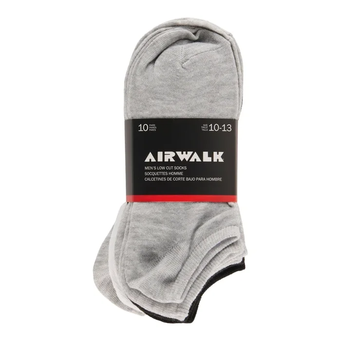 Socquettes grises Airwalk pour hommes, emb. de 10