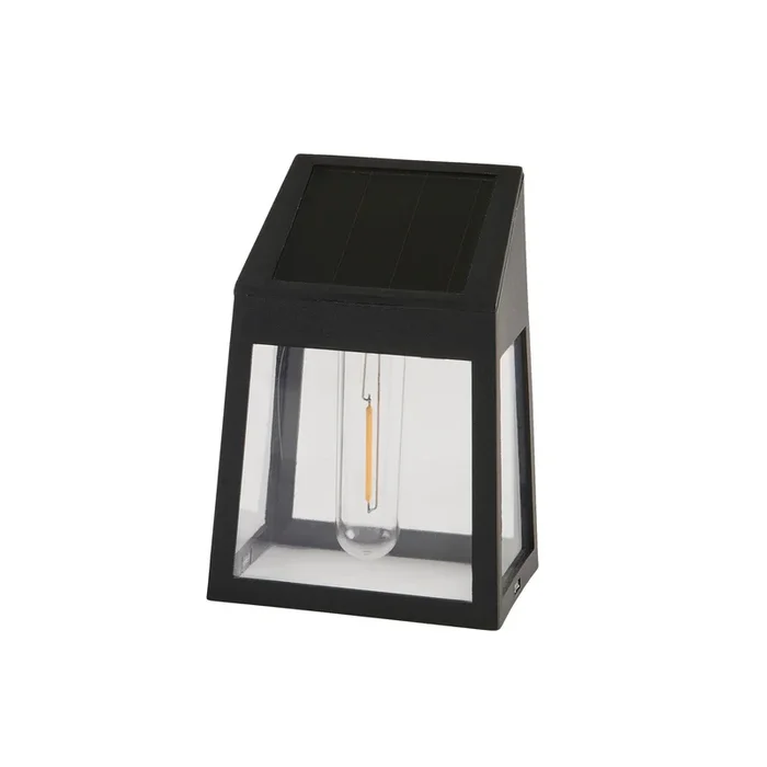 Solar Powered Filament Wall Light, Black, 5-in.