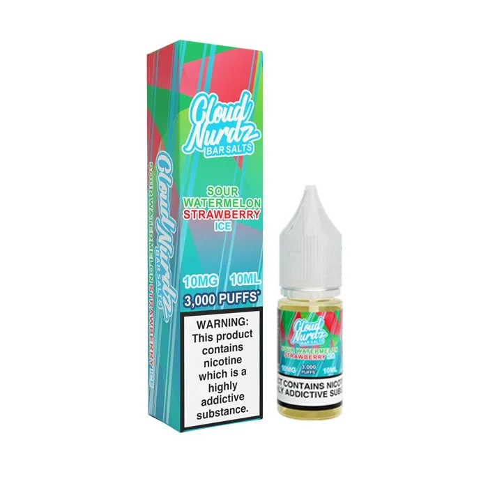 Sour Watermelon Strawberry Ice Nic Salt E-Liquid By Cloud Nurdz