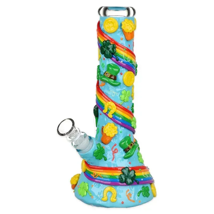 St. Patrick’s Day – 10″ Rainbows and Gold Glow in the Dark Beaker Water Pipe