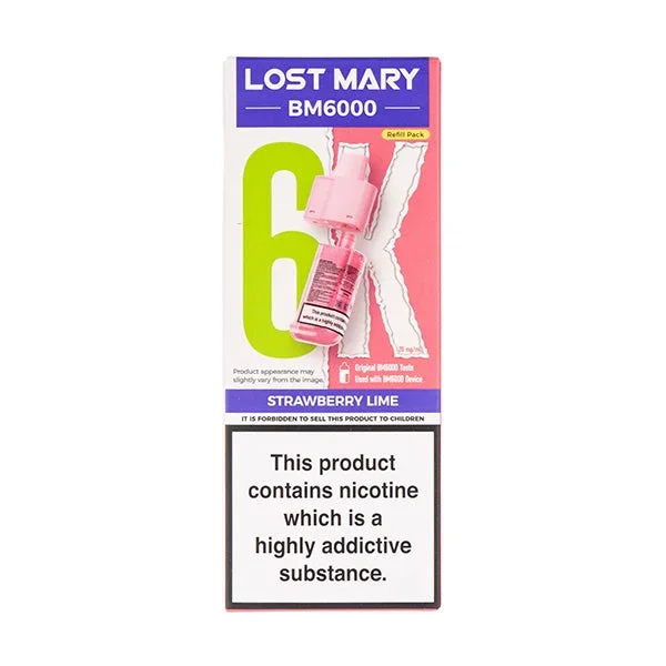 Strawberry Lime BM6000 Prefilled Pod + Refill by Lost Mary
