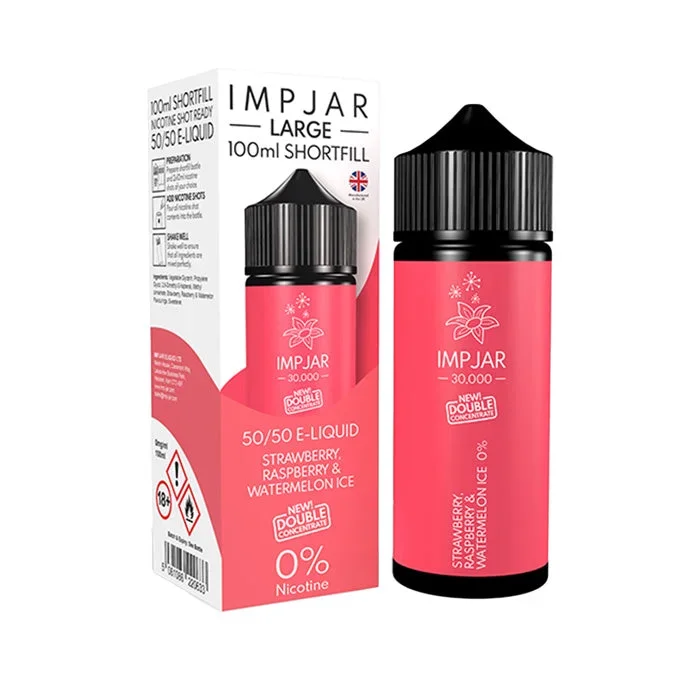 Strawberry Raspberry & Watermelon Ice 100ml Shortfill by Imp Jar Large