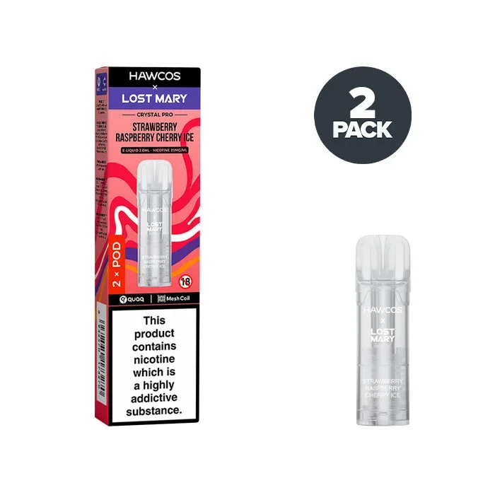 Strawberry Raspberry Cherry Ice Hawcos X Lost Mary Crystal Pro Prefilled Pods