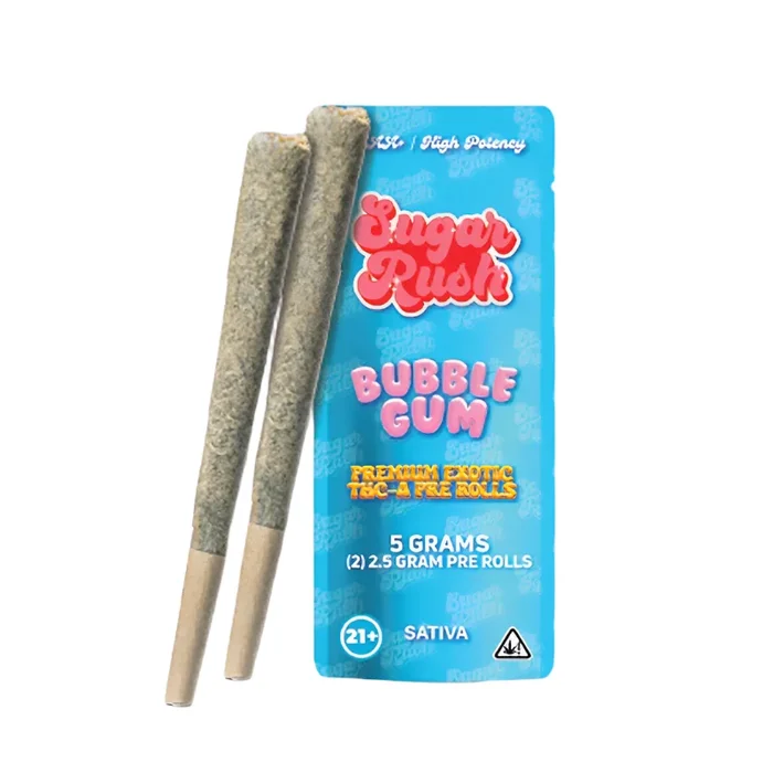 Sugar Rush Premium Exotic THC-A 5g Pre Rolls – 2 Count