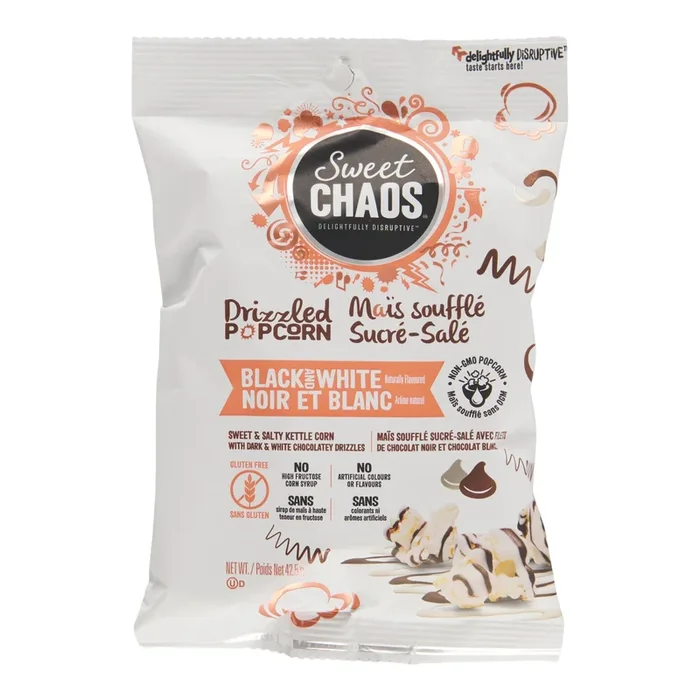 Sweet Chaos Drizzled Popcorn Black and White, 42 g