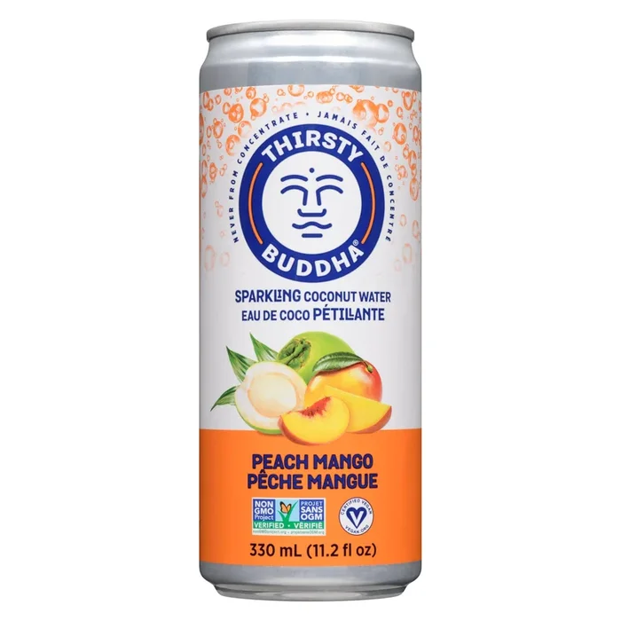Thirsty Buddha Sparkling Coconut Water Peach Mango, 330 ml