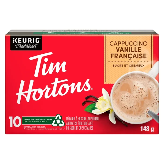 Tim Hortons French Vanilla Cappuccino Sweet & Creamy, 10 K-Cup Pods, 148 g