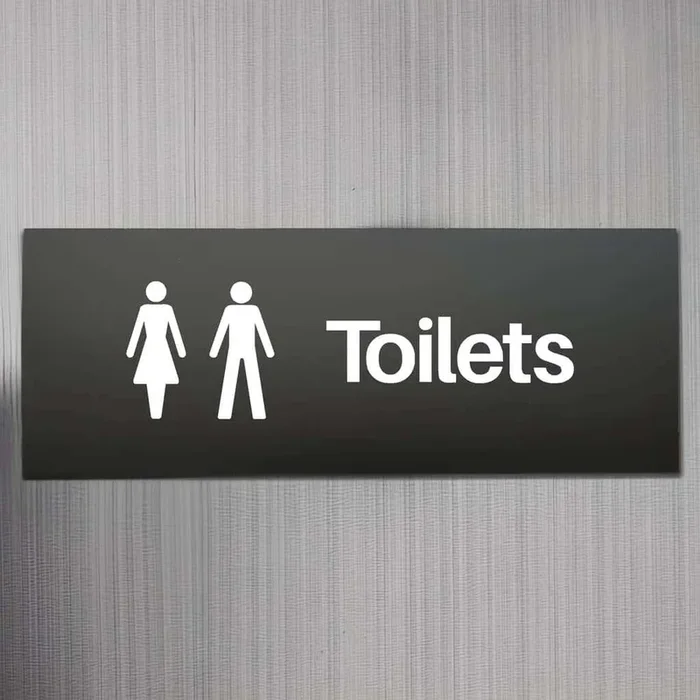Unisex Toilet Door Sign Black