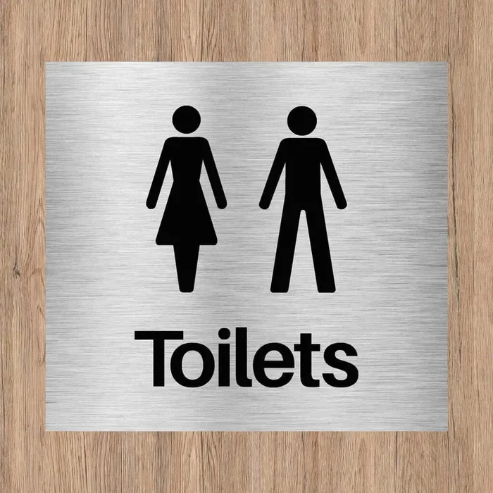 Unisex Toilet Sign Silver Sq