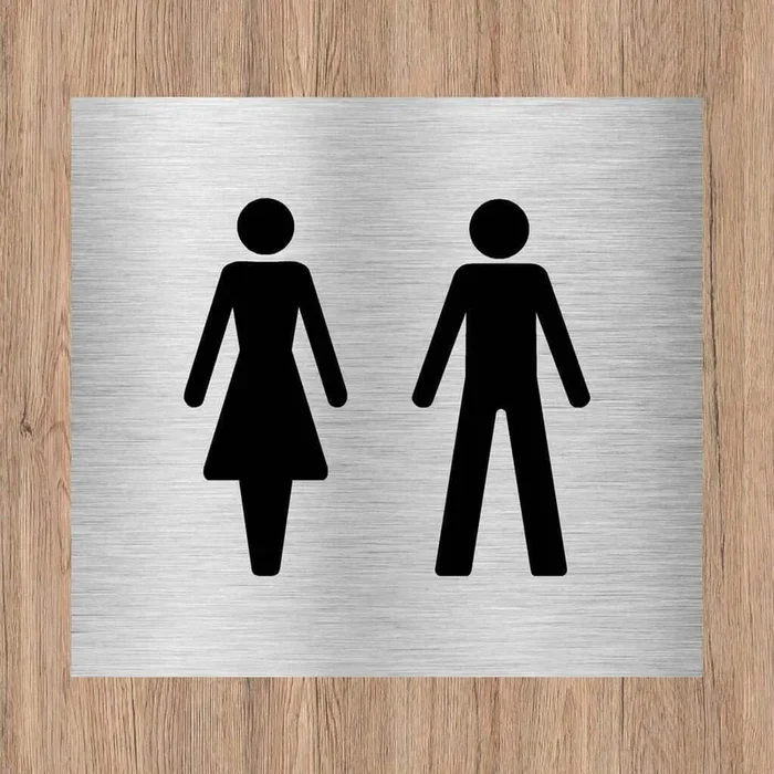 Unisex Toilet Sign (Silver) Sq