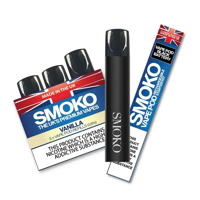 VAPE POD Starter Kit BLACK + 1 Pack VANILLA 1.8% VAPE POD Refills