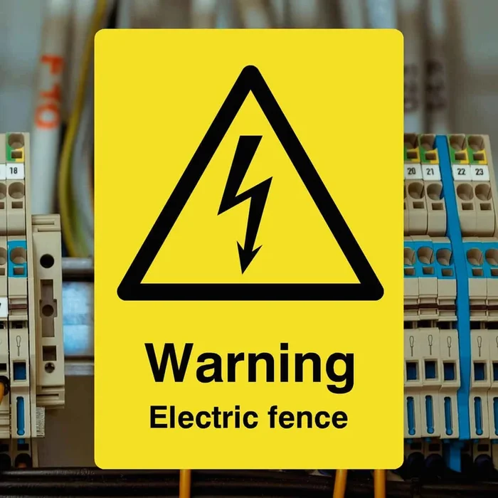Warning Electric Fence Yellow Sign