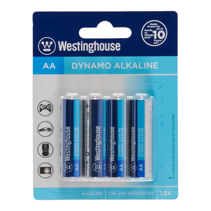 Westinghouse Dynamo Alkaline AA Batteries, Blue, 4-Pack