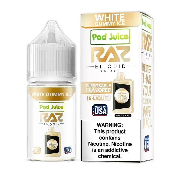 White Gummy ICE SALT – Pod Juice x Raz E-Liquid – 30mL