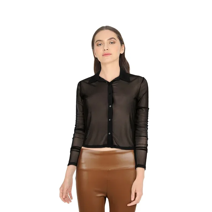 Women’s Button Down Mesh Top