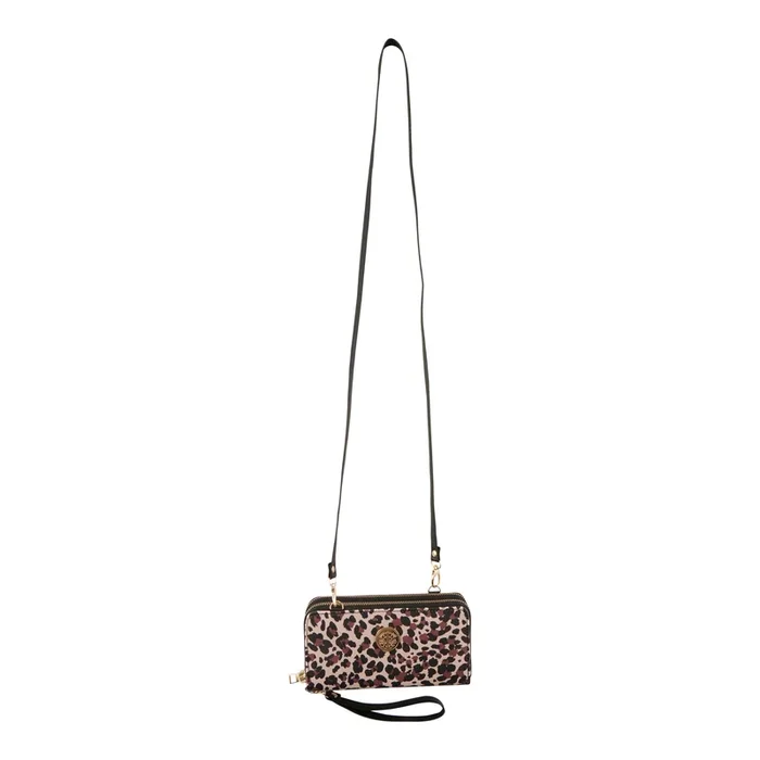 Women’s Double-Zip Crossbody Wallet Bag, Animal Print