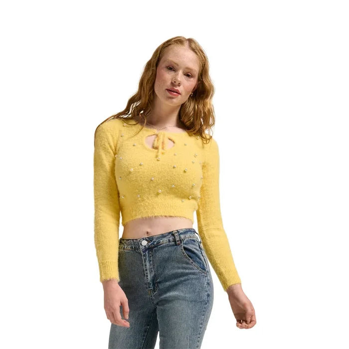 Women’s Keyhole Cropped Knit Sweater