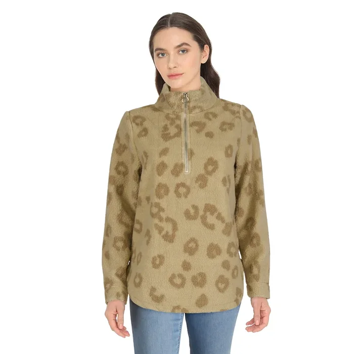 Women’s Printed 1/4 Zip Sherpa Shacket