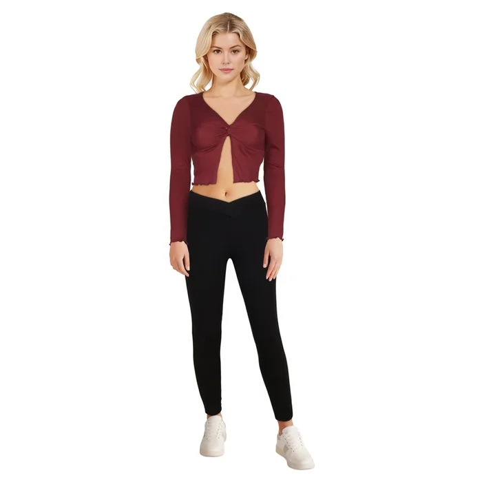 Women’s Twisted Long Sleeve Cropped Top
