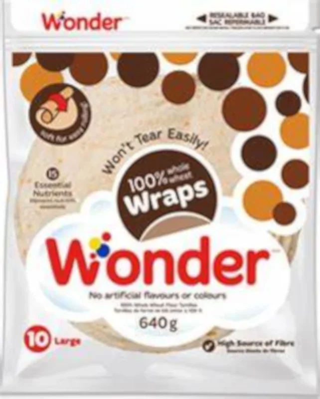 Wonder Whole Wheat Wraps, 640-g