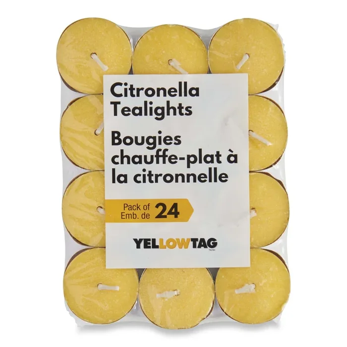 YellowTag Citronella Tealights, Yellow, 24-Pack