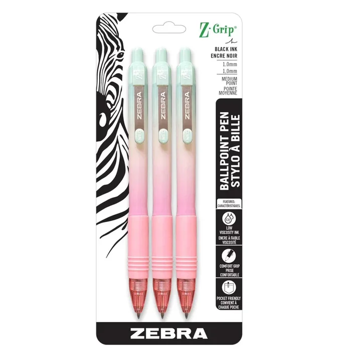 Zebra Z-Grip Smooth Retractable Ballpoint Pens, 3 Pack