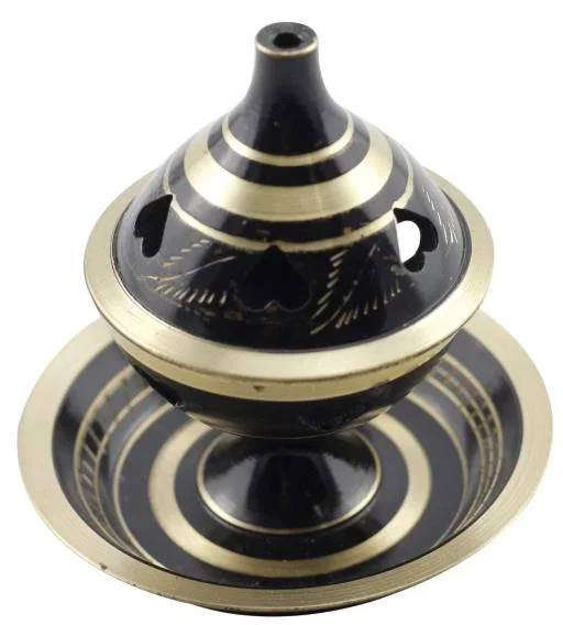 ZenN – Brass Black & Golden Incense Burner w/ Plate