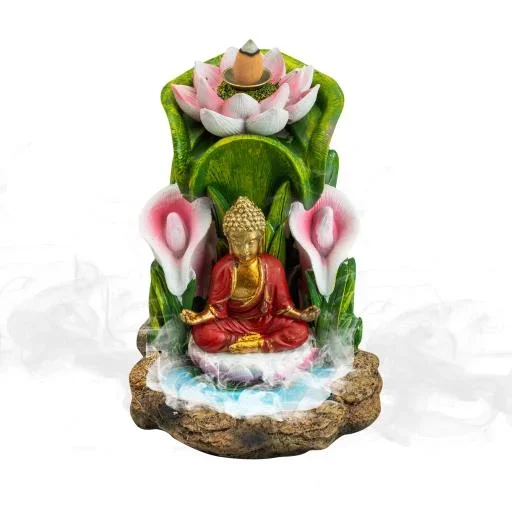 ZenN – Buddha w/ Lotus Backflow Incense Burner 5.6×4.5×5.4”