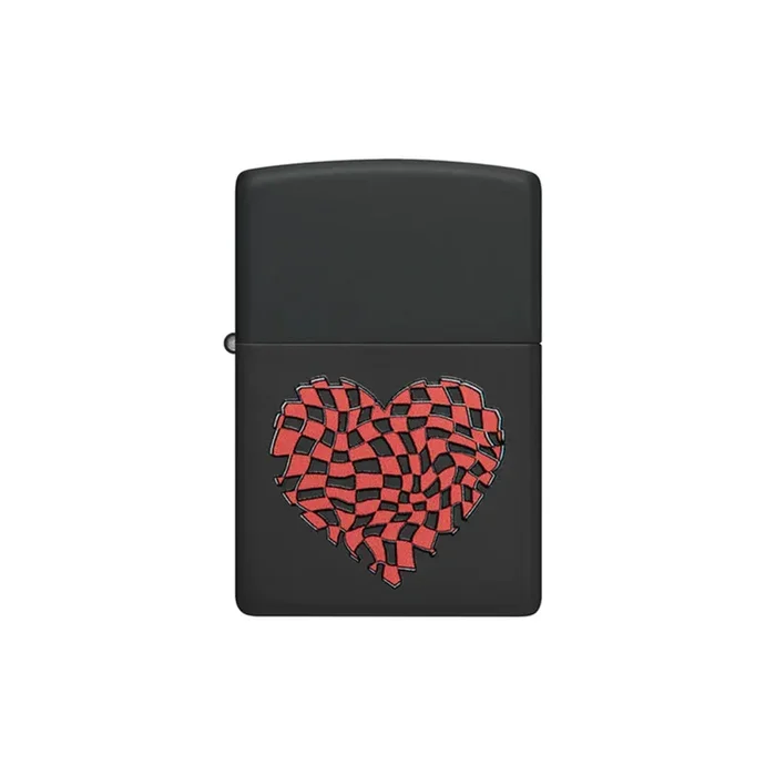 Zippo Lighter – Checkered Heart Design